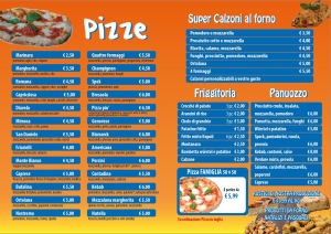 menu Pizze, Friggitoria, Super Calzoni,Panuozzo, Pizza Famiglia 50x50 domicilio Benevento